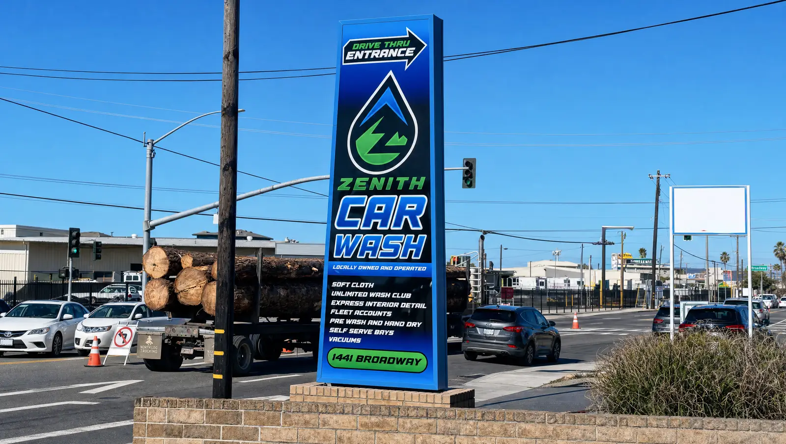The new Zenith Car Wash sign on Broadway in Eureka